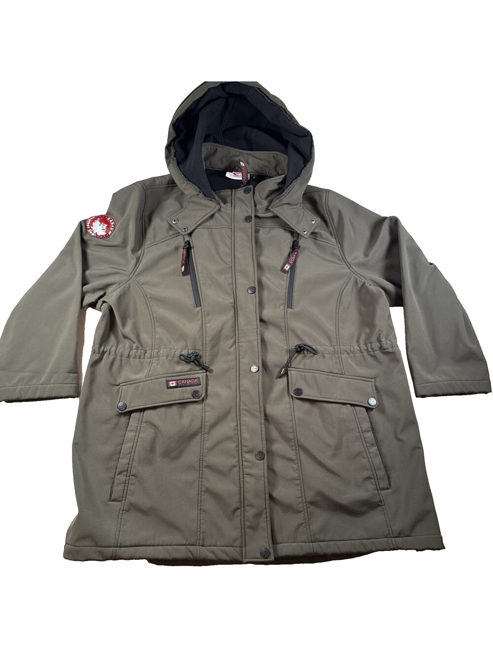 Canada Weatergear Men's Hooded Puffer Jacket Olive Size 3XL Pre Owned